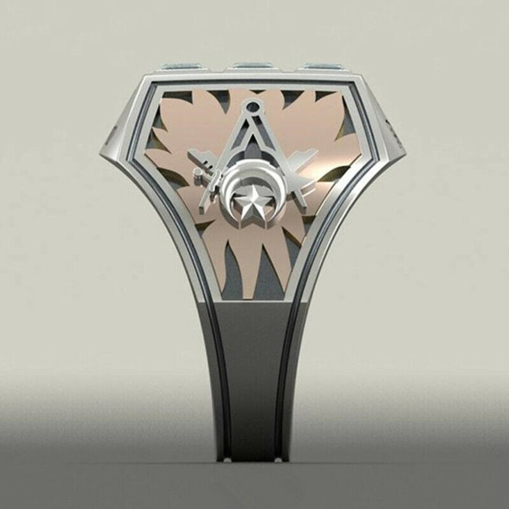 Men Two-Tone 925 Silver Aquamarine Ring - Picture 4 of 4